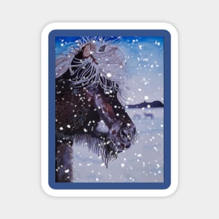 Icelandic Horse in Snowstorm Magnet