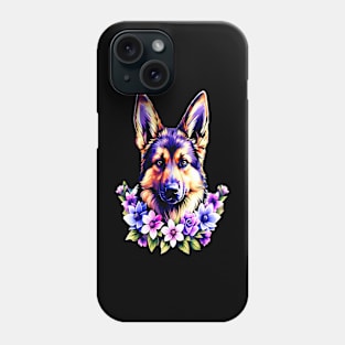German Sheperd Dog Surrounded by Beautiful Spring Flowers Phone Case