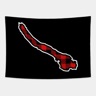 Galiano Island Silhouette in Red and Black Plaid  - Simple Pattern - Galiano Island Tapestry