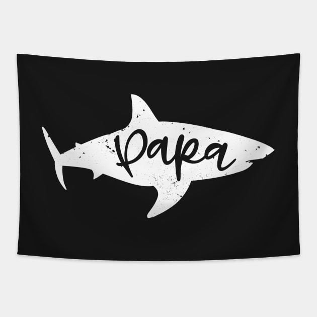 Papa Shark Fin Daddy Distressed Tapestry by underheaven