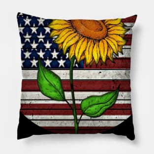 American Flag Sunflower Costume Gift Pillow