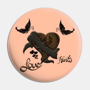 Wonderful elegant steampunk heart with butterflies Pin