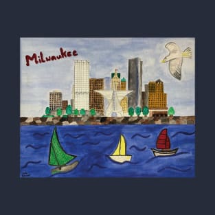 Milwaukee Skyline with Sailing Boats T-Shirt