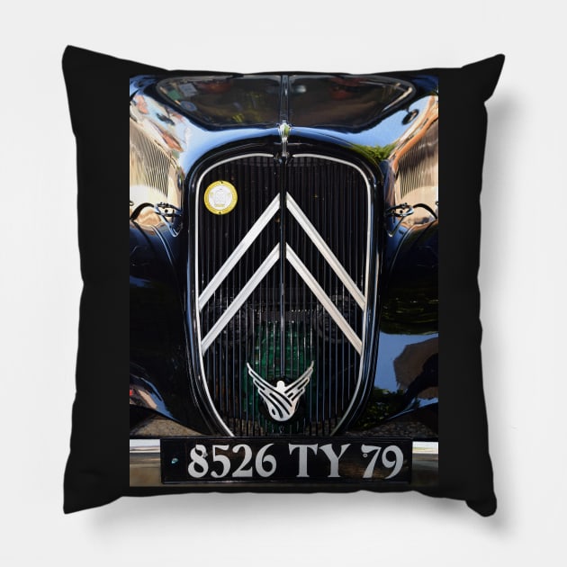 Citroën Traction Avant, vintage French car historical vehicle Pillow by JonDelorme