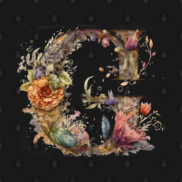 Floral Garden Watercolor Monogram Letter G by FloralFancy