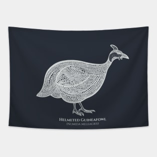 Helmeted Guineafowl with Common and Scientific Names - pretty bird design Tapestry