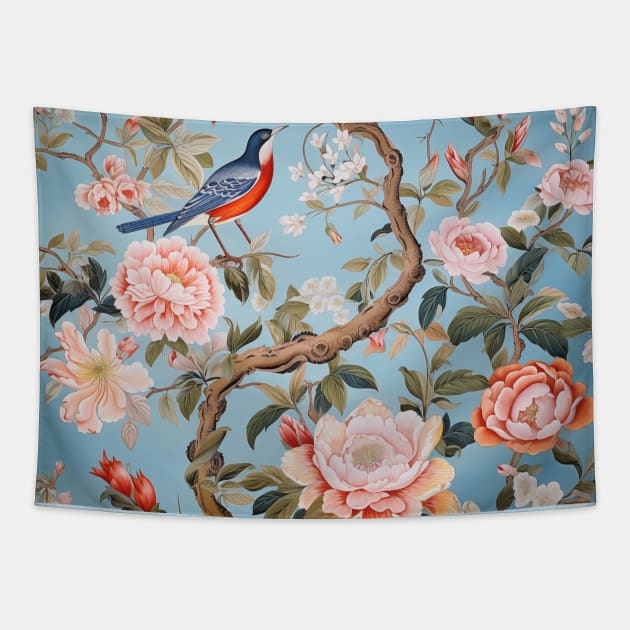 Coastal Chinoiserie II Tapestry by hamptonstyle