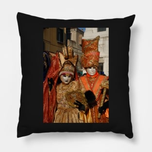 Carnival Couple in Orange Costumes Pillow