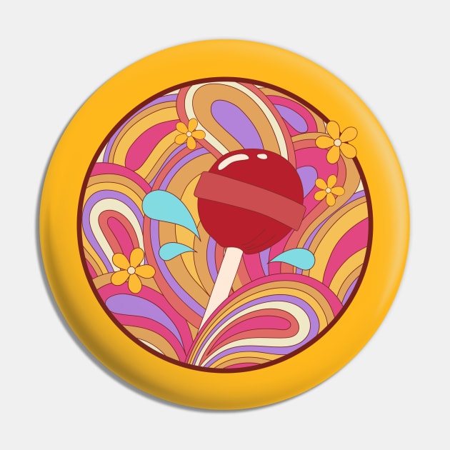 1970s Psychedelic Lollipop Pin by InkyArt