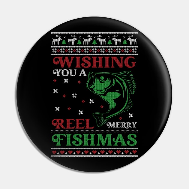 Wishing You A Reel Merry Fishmas - Christmas Fishing Pin by Krishnansh W.