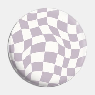 Retro Funky Checkered Pattern Violet Purple Warped Check Board Pin