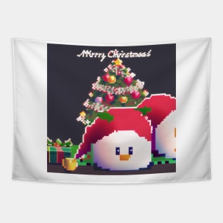 A ducks next to a christmas tree Tapestry