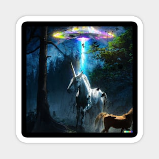 UFO abducting unicorn Magnet