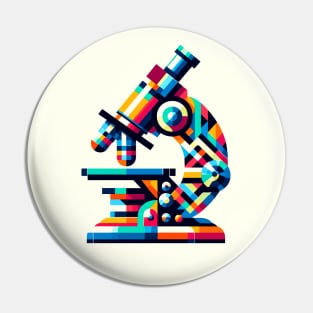 Vibrant Science Microscope: Artistic Laboratory Tool Pin