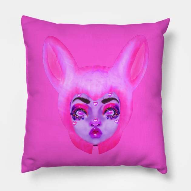 Bunny Head Pillow by Flowersintheradiator