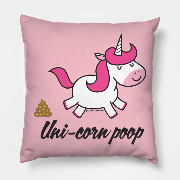 UNICORN POOP Pillow by toddgoldmanart