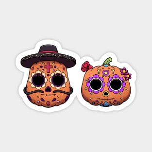 Sugar Skull Pumpkins Male And Female Magnet