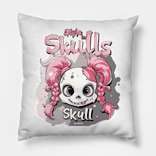 Skull Girl, Skull Fun T-Shirt 03 Pillow