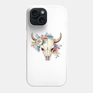 Boho Floral Cow Skull flowers Phone Case