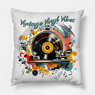 Vintage Vinyl Vibes Pillow