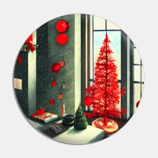 Wonderful Time with Red Christmas Tree with Christmas Traditions Xmas Ornaments Pin