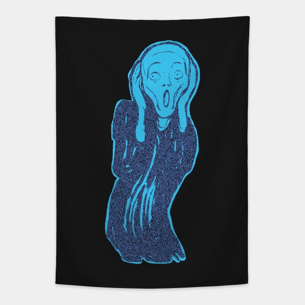 The Scream  minimalized Lollipop Blue Tapestry by pelagio