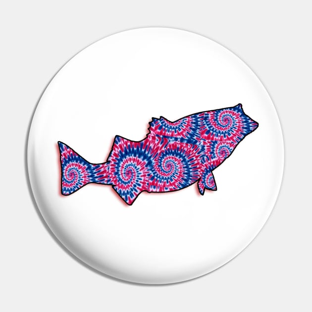 tie dye bass Pin by Hook Ink