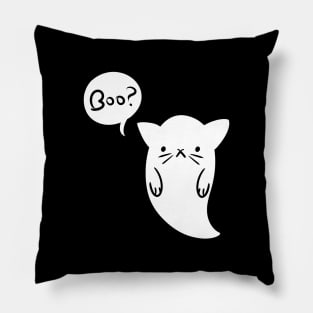 Halloween Boo Ghost Cat Version Black Pillow