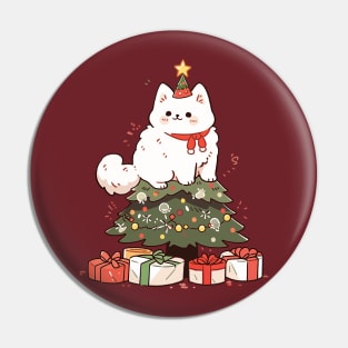 Funny Christmas Tree Cat Pin