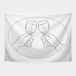 Hands With Wine Glass Toasting Drawing Tapestry