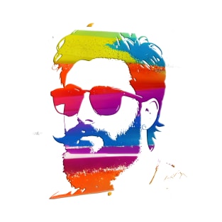 Rainbow paint splat bearded guy T-Shirt