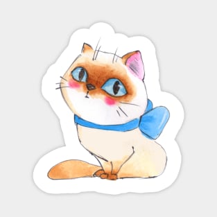 Cartoon Cat Watercolor Magnet