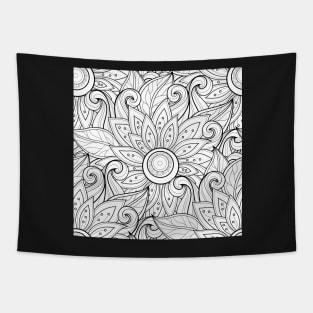 Non Colored Pattern with Floral Motifs Tapestry