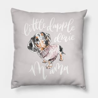 Dapple Doxie Mama, Black in Pink Pillow