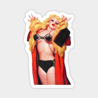 REVISTANGO #62 - Scarlet Temptress—Blonde Woman in Black Lingerie and Crimson Robe Lifting Her Hair in 1950s Vintage Pulp Pin-Up Illustration of Desire, Power, and Retro Glamour Magnet
