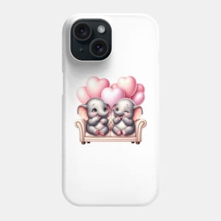 Valentine Elephant Couple Sitting Sofa Phone Case