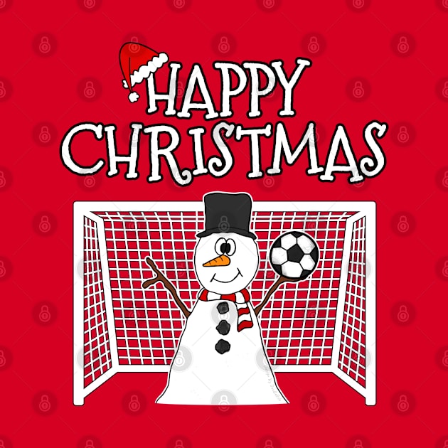 Christmas Soccer Player Football Snowman Goalkeeper Xmas 2022 by doodlerob