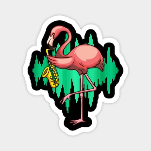 Flamingo playing Saxophone Magnet