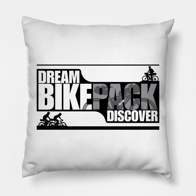 Dream Bikepack Discover Grey on Light Color Pillow by G-Design