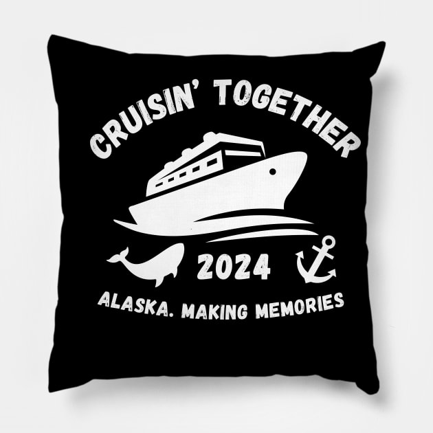 White Alaska Cruise 2024 Pillow by TreSiameseTee