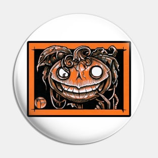 Smiling Jack O Lantern Man - Black Outlined Version Pin