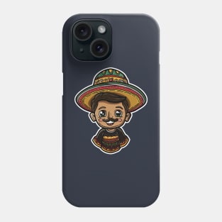 Cinco de mayo mexican cartoon boy wear mexican hat Phone Case