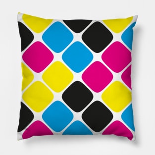 Diagonal Squircle Pattern (CMYK) Pillow