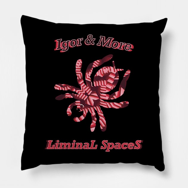 Igor & More Tarantula Liminal Stairs Red Pillow by IgorAndMore