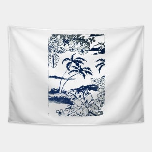 Tropical Paradise with palm trees and islands Tapestry