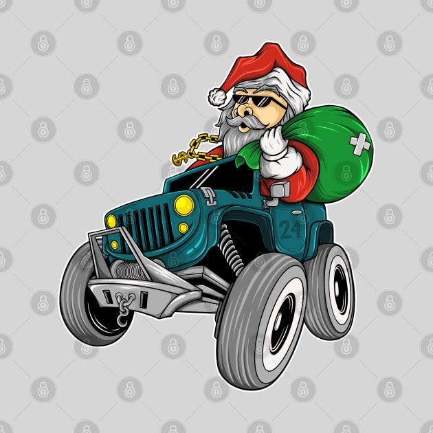 Santa Claus riding in a car by DMD Art Studio