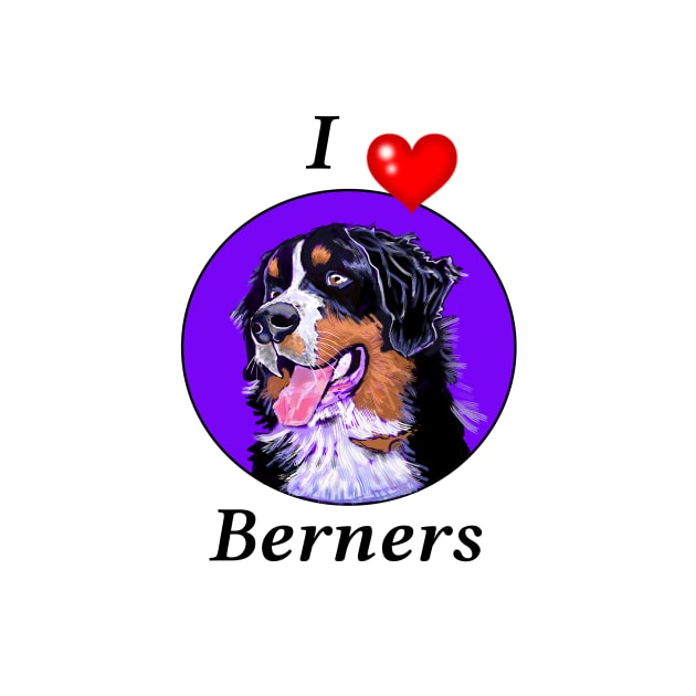 I LOVE BERNERS CARTOON PURPLE by MarniD9