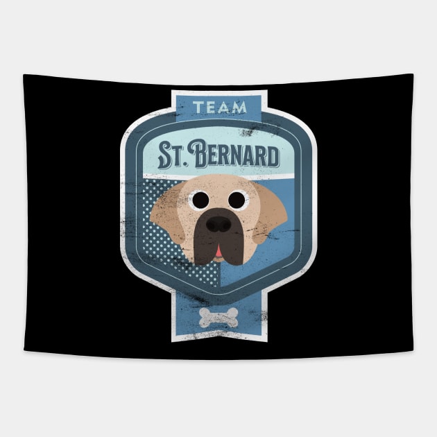 Team St. Bernard - Distressed Saint Bernard Beer Label Design Tapestry by DoggyStyles