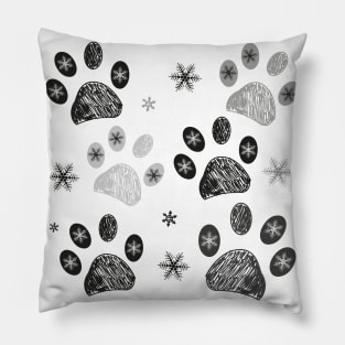 Paw prints with snowflakes Pillow