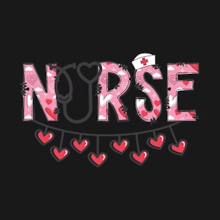 Valentine's Day Nurse Stethoscope Hearts T-Shirt